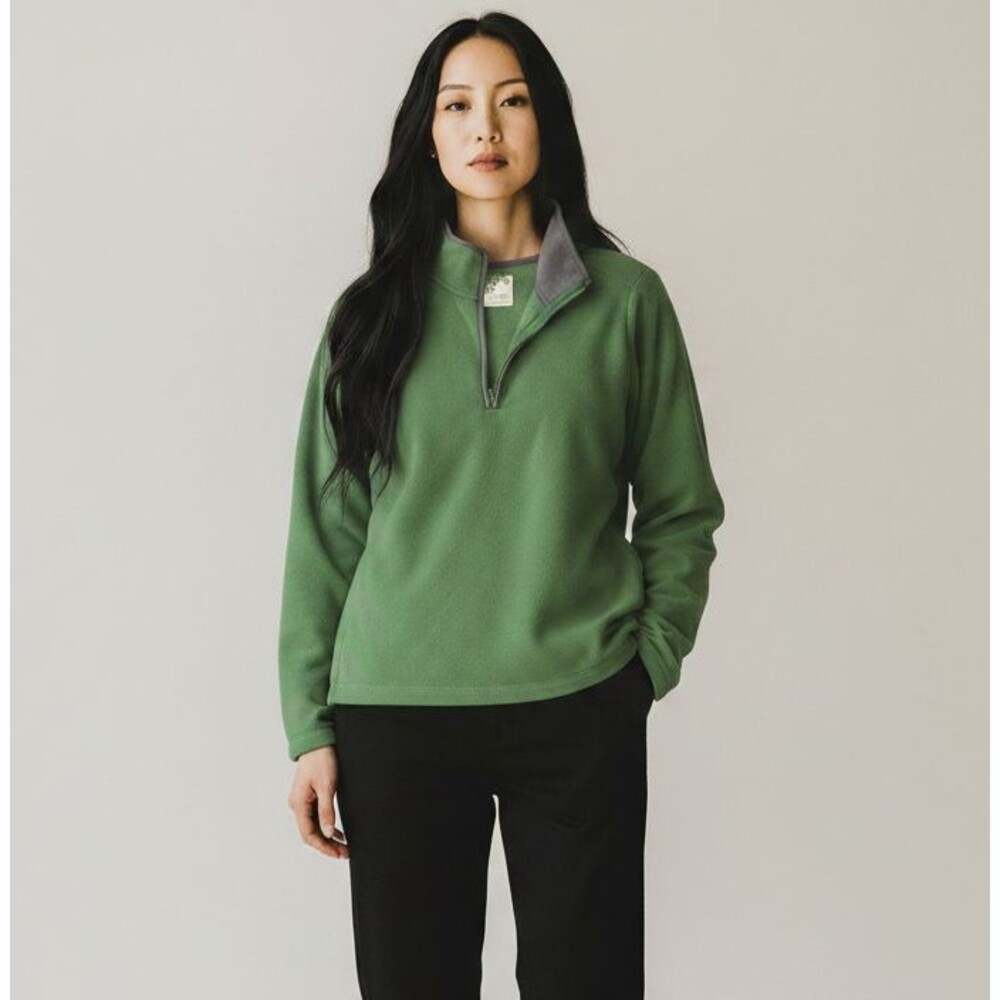 Old Navy Womens Fleece Pullover Medium Green Quarter Zip Jacket Lightweight Cozy